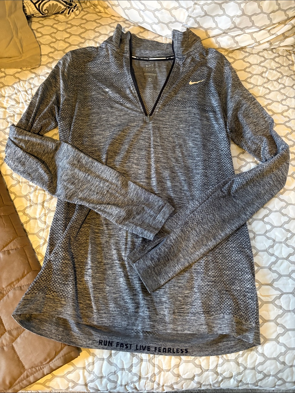 Nike Gray Heather Quarter-Zip Performance Top